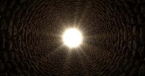 Moving through a tunnel towards the light, 3D looping animation Stock Footage 107393499