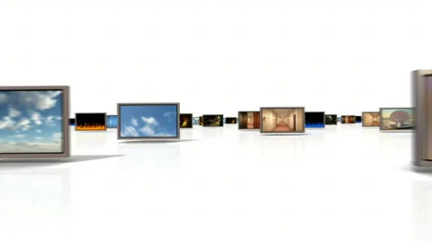 Moving Through Video Displays Stock Footage 666468