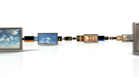 Moving Through Video Displays Stock Footage 666488