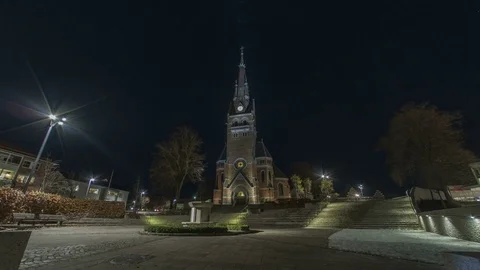 Moving time-lapse Gustav Adolfs Church Borås Sweden Vidéo 82382383
