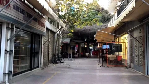 Moving time lapse inside the narrow alleys of Nicosia Old Town Stock Footage 89686065