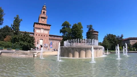 Moving time lapse of Sforza Castle in Milan Video stock 136899976