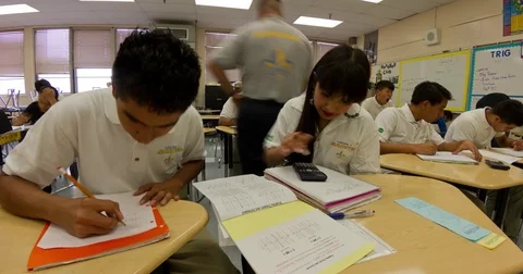 Moving Time-Lapse of students working in a classroom Stock Footage 70973905