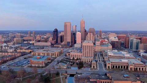 Moving Time lapse/Hyperlapse of Indianapolis, Indiana During Spring Golden Hour Stock Footage 155083578
