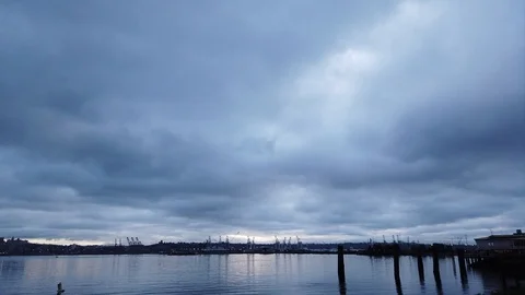Moving timelapse from Alki Beach, West Seattle, looking across Elliot Bay Stock Footage 121501162