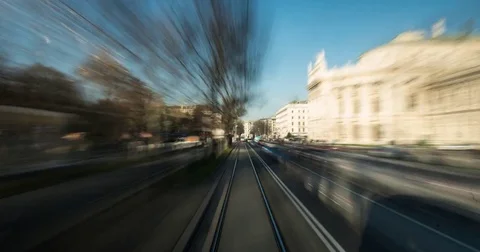 Moving timelapse of central Vienna tram line with Day to Night transition Stock Footage 83719054