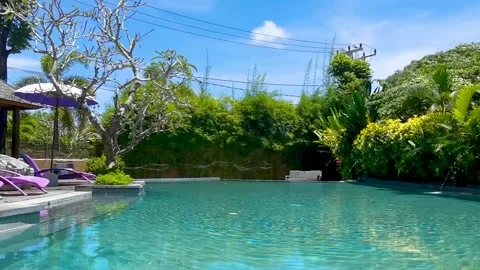 Moving timelapse of empty club pool Stock Footage 154354011