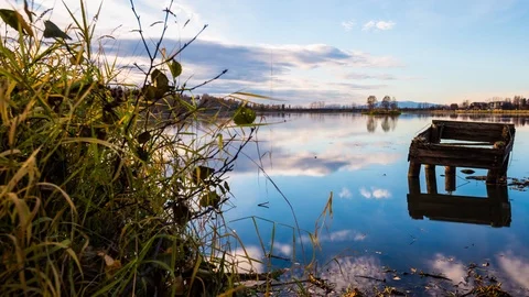 Moving Timelapse of Lake with Clouds Stock Footage 96053639