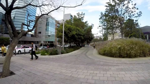 Moving timelapse of the mixcoac linear park. Video stock 114133855