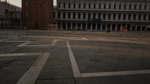 Moving timelapse on St Mark’s square during sunrise Stock Footage 99015367