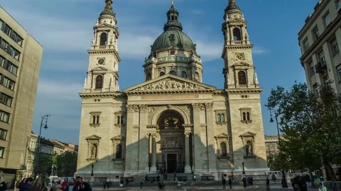 Moving timelapse of St Stephen's Basilica Stock Footage 82948141