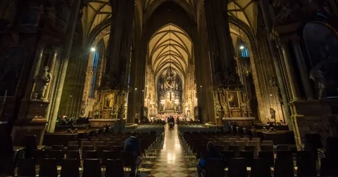 Moving timelapse of St Stephen's Cathedral / Stephansdom interior Stock Footage 83717192