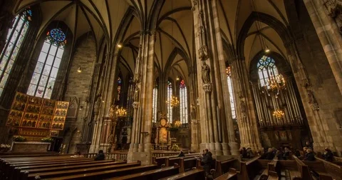 Moving timelapse of St Stephen's Cathedral / Stephansdom interior Stock Footage 83718198