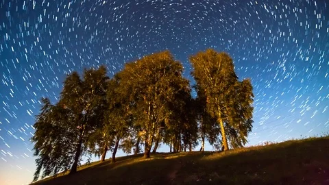 Moving timelapse of the star trails Stock Footage 76453627