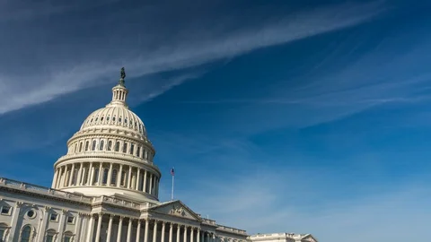 Moving timelapse of US Capitol in Washington DC Stock Footage 129408339
