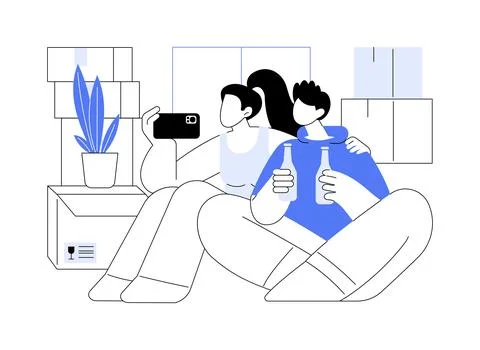 Moving together isolated cartoon vector illustrations. Ilustración de archivo