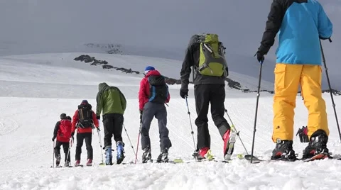 Moving up to the top to win. Elbrus. Eco travel. Stock Footage 52363999