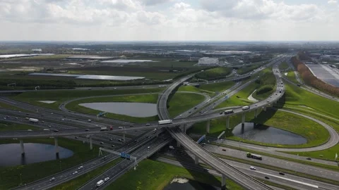 Moving towards a Dutch highway node from above Video stock 240898792