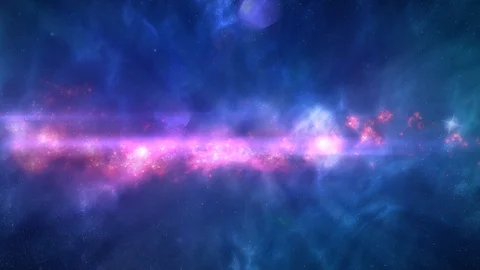 Moving Towards Nebula Space with Flares of Light Stock Footage 125508952