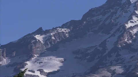 Moving Up Towards Peak of Mount Rainier Stock Footage 86755165