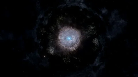 Moving towards a white dwarf star within a nebula, Stock Footage 240969958