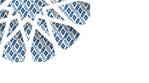 Moving traditional blue arabic pattern. Moroccan tile through cut out star Stock Footage 236428481