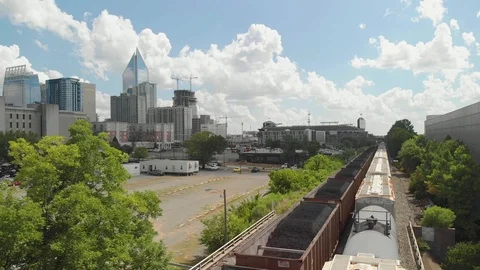 Moving train action establishing shot Stock Footage 92915777