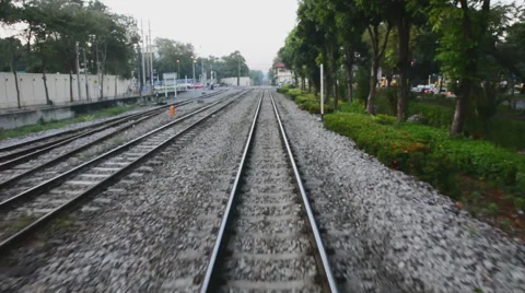 Moving train point of view footage Stock Footage 63611323