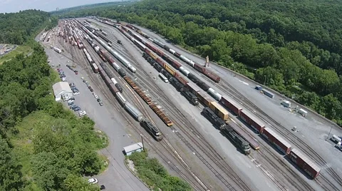 Moving Train in Rail Yard Stock Footage 40683987