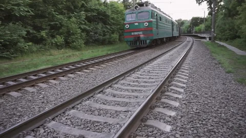 Moving train on the railway Stock Footage 132443746