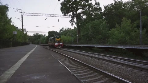 Moving train on the railway Stock Footage 132443780