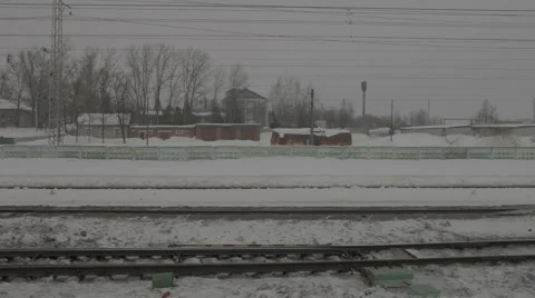 Moving train on railway station Stock Footage 67843965
