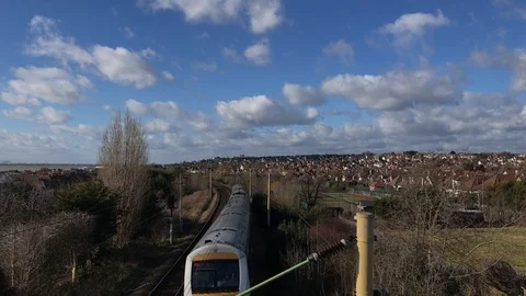 Moving Train Sunny Day Stock Footage 106785940