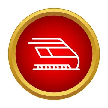 Moving train symbol in a red and gold circle イラスト素材