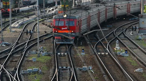Moving train, view from the bridge Stock Footage 65511905