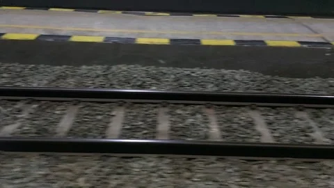 Moving train view showing railway perspective Stock Footage 313910878