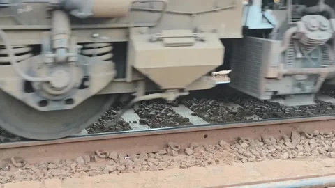 Moving Train Wheels on Railway Track Close-Up Stock Footage 321026248