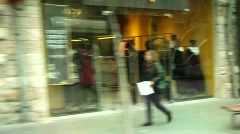 Moving On a tram in Jerusalem 1 Stock Footage 49699802