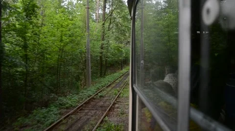Moving tram in nature Stock Footage 67177991