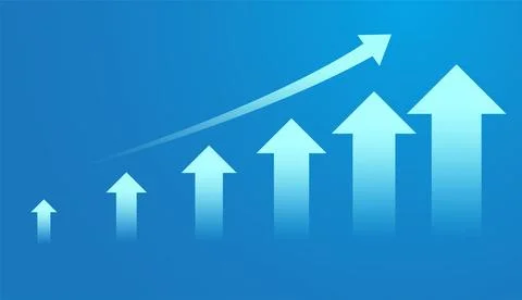 Moving up trends Arrows concepts on light blue background showing the busin.. Stock Illustration
