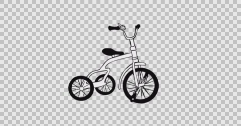 Moving tricycle isolated on a transparent background. Seamless loop. Stock Footage 64731298