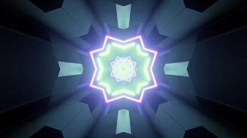 Moving trough sci fi tunnel with star shaped lights 3d illustration Stock Footage 160526832