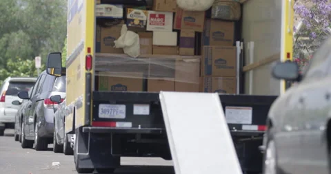 Moving truck filled with boxes Stock Footage 138852408