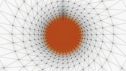 Moving tunnel with grid and colored cloud. Design. 3D tunnel with grid and dots イラスト素材