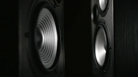 Moving Two Silver Speaker 스톡 동영상 76657233