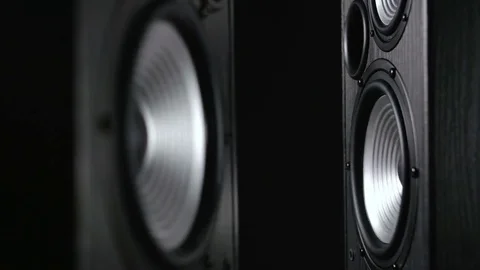 Moving Two Silver Sub-woofer Stock-Footage 76656953