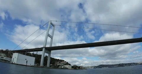 Moving under Bosphorus Bridge in Istanbul Stock Footage 152015533