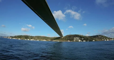 Moving under the bridge on Bosphorus in Turkey Stock Footage 152015570