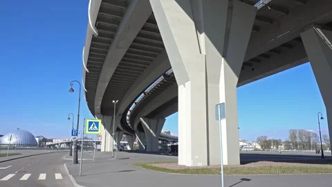 Moving Under a Highway Bridge Stock Footage 242385045