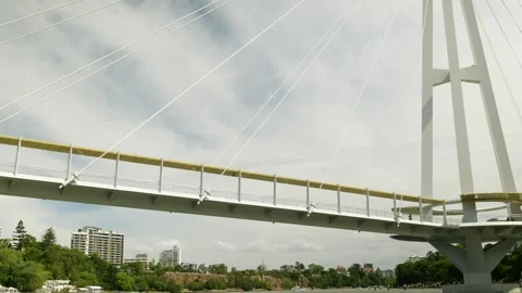 Moving under Kangaroo Point Bridge in Brisbane 6k Video stock 329139796